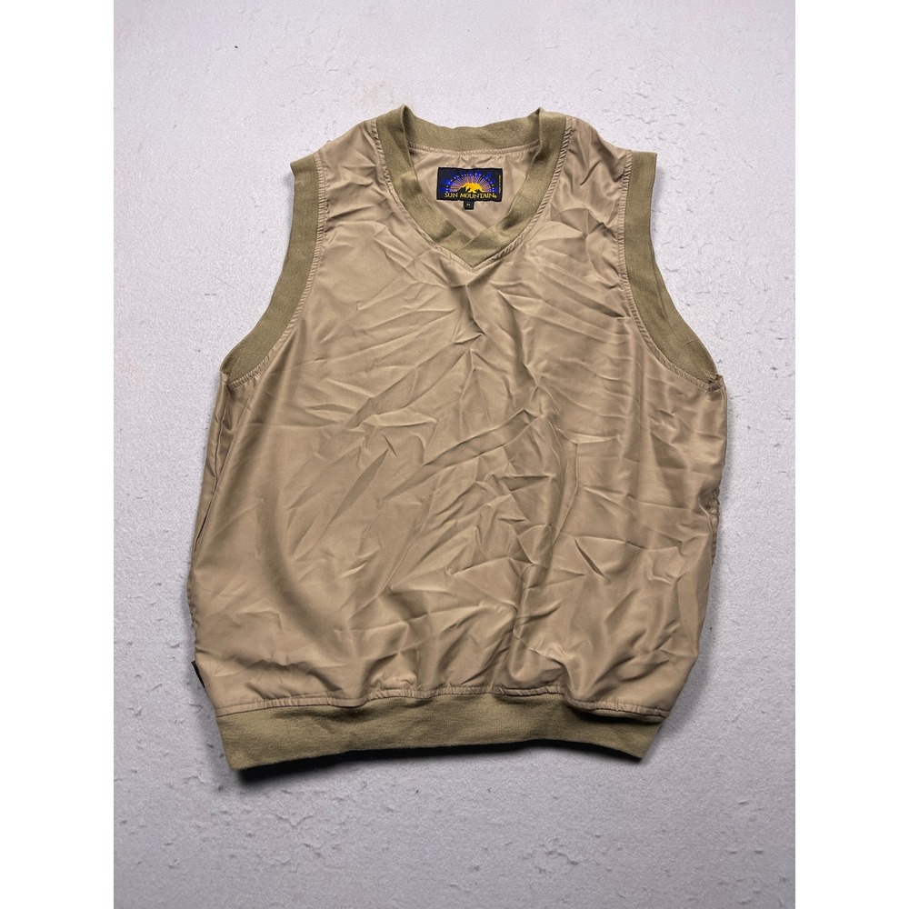 Sun Mountain Golf Vest Microfiber Tan Khaki Medium Mens